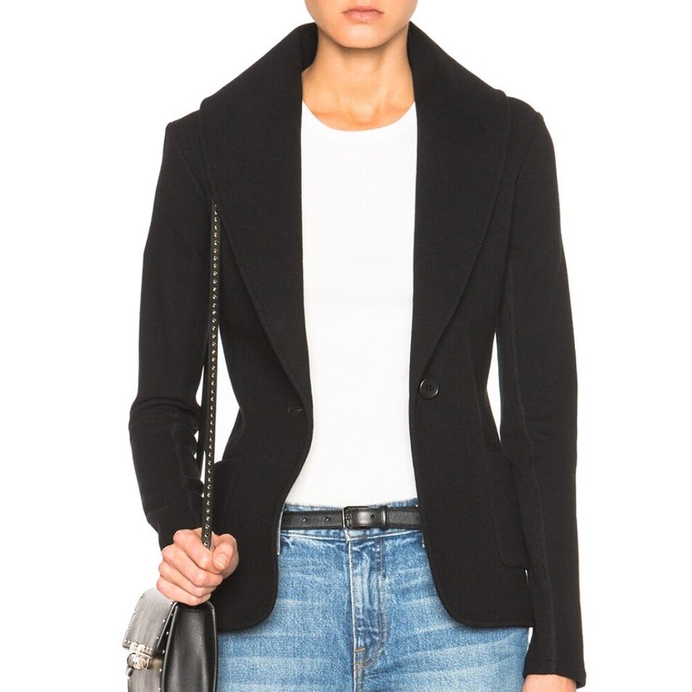 James Perse Shawl Collar Blazer Cotton Black Women's Size M - Picture 3 of 11